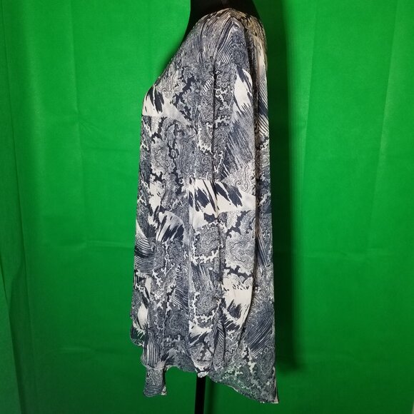 Style & Co XXL Long Sleeve Chiffon Tunic Blouse Silver Studs Holiday Party Boho - Picture 2 of 8